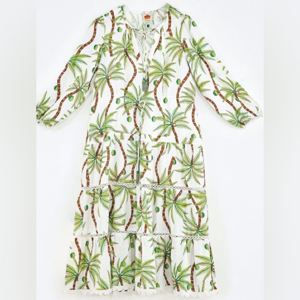 FARM RIO Linen Swinging Palm Dress New with Tag